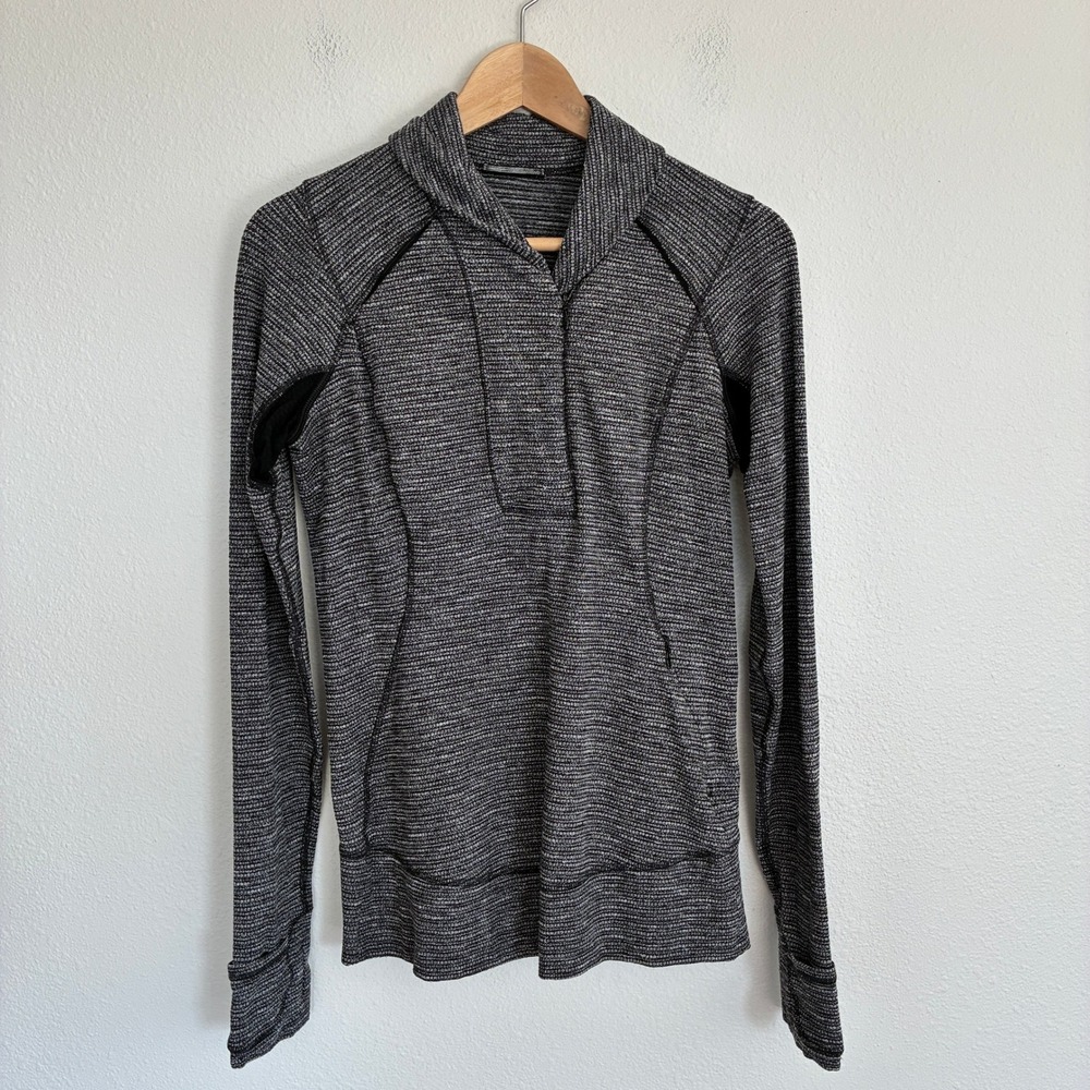 Lululemon Think Fast Pullover Women Size 8 Heathered Gray 1/4 Zip Active